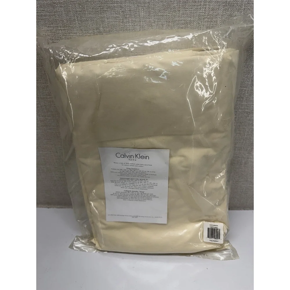 Calvin Klein Home‎ King Bed Skirt Beige 100% Cotton New Italy